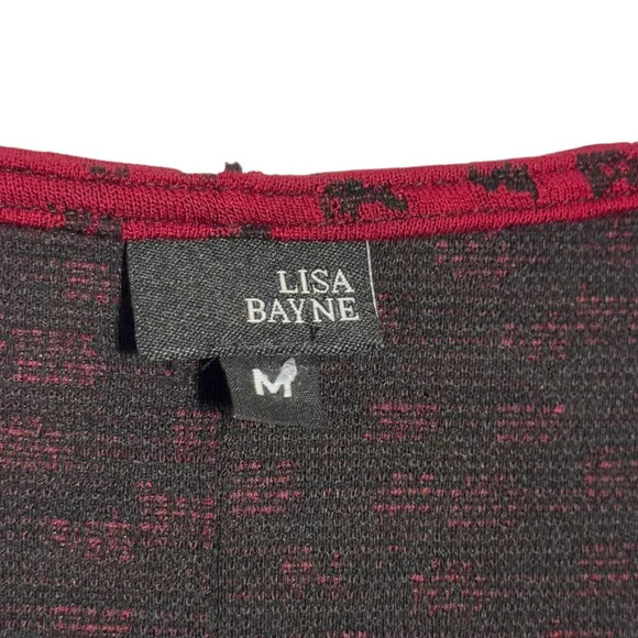 LISA BAYNE size Medium black red lagenlook tunic top asymmetric Hemline - Picture 5 of 6
